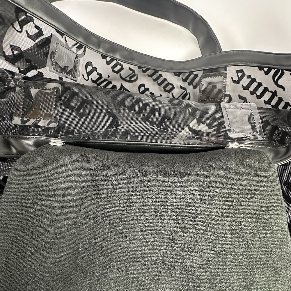 Juicy Couture Black Mesh Logo Beach Tote Bag W/ Zip Bathing Suit Pouch Goth NWT - Picture 10 of 12